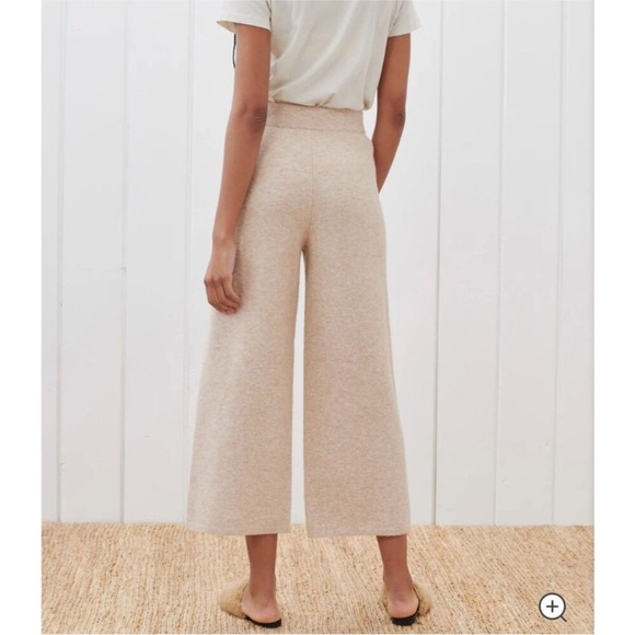 Jenni Kayne Marina Cashmere Blend Culotte Wide Leg Pants in Oatmeal Tan XS - Picture 5 of 11
